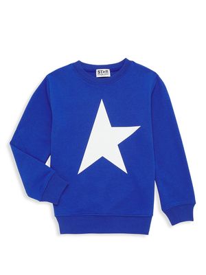 Little Kid's & Kid's Star Crewneck Sweatshirt - Blue White - Size 10 - Blue White - Size 10