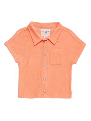 Little Kid's & Kid's Terry Cabana Shirt - Coral - Size 2T