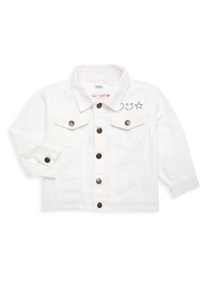 Little Kid's Embroidered Denim Jacket - White Denim - Size 18 Months - White Denim - Size 18 Months
