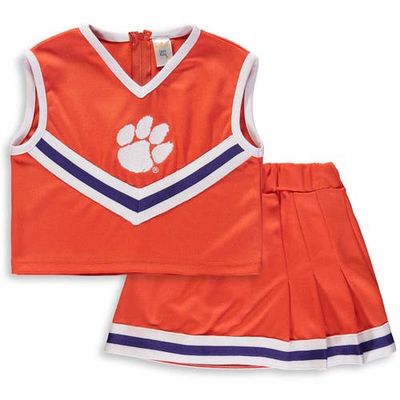 LITTLE KING Girls Youth Orange Clemson Tigers Two-Piece Cheer Set