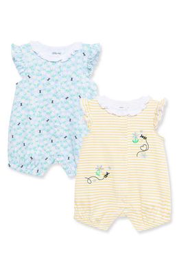 Little Me Assorted 2-Pack Ruffled Cotton Rompers in Yellow Multi