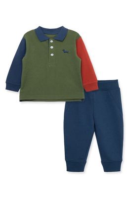 Little Me Coloblock Polo Shirt & Joggers Set in Blue