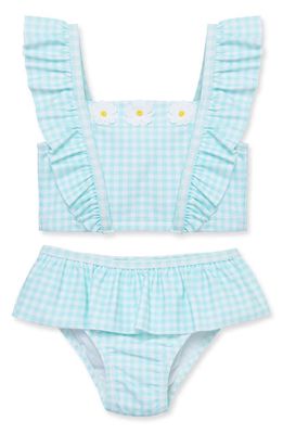 Little Me Daisy Gingham Two-Piece Swimsuit in Blue