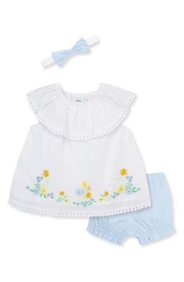 Little Me Floral Embroidered Border Cotton Top