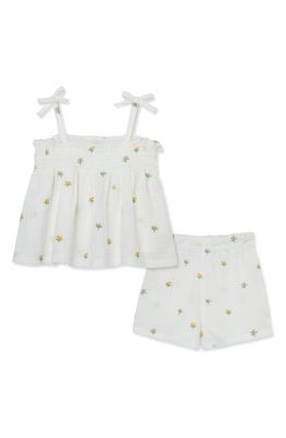 Little Me Floral Tie Shoulder Cotton Gauze Top & Shorts Set 