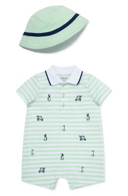 Little Me Golf Romper & Hat Set in Green