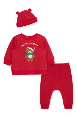 Little Me Holiday Bear Quilted Sweatshirt