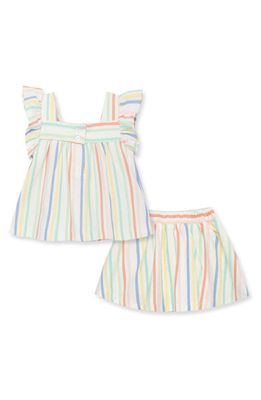 Little Me Kids' Stripe Ruffle Top & Shorts Set in White