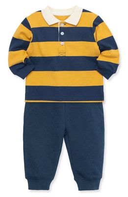 Little Me Long Sleeve Rugby Polo & Joggers Set in Blue