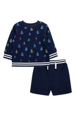 Little Me Nautical Print Sweatshirt & Shorts Set in Blue