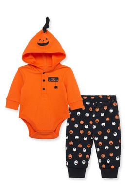 Little Me Pumpkin Hooded Bodysuit & Pants Set in Black