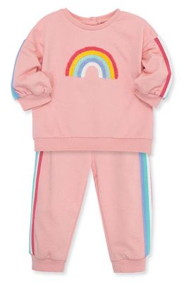 Little Me Rainbow Sweatshirt & Joggers Set in Pink