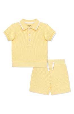 Little Me Rib Polo & Shorts Set in Yellow