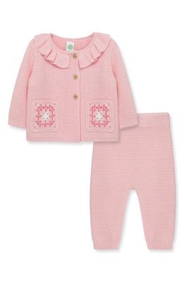 Little Me Ruffle Cardigan & Pants Set in Pink