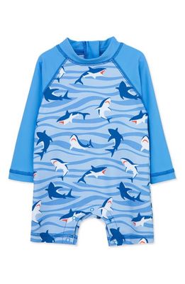 Little Me Shark Long Sleeve One-Piece Swimsuit in Blue