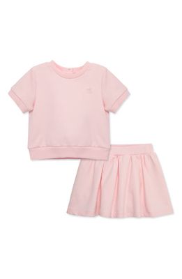 Little Me Short Sleeve Stretch Organic Cotton Sweatshirt & Skort Set in Pink