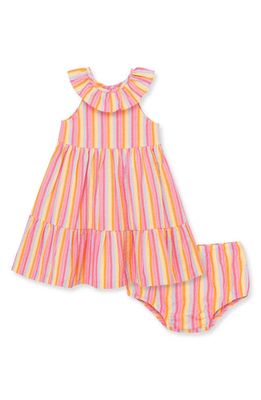 Little Me Stripe Ruffle Cotton Sundress & Bloomers in Pink Multi