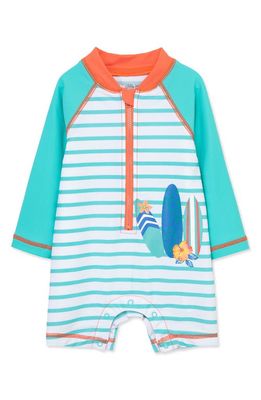 Little Me Tropical Long Sleeve One-Piece Rashguard Swimsuit in Blue