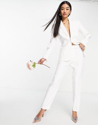 Little Mistress Bridal tailored suit pant in ivory - part of a set-White