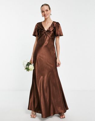Little Mistress tea dress in chocolate-Brown