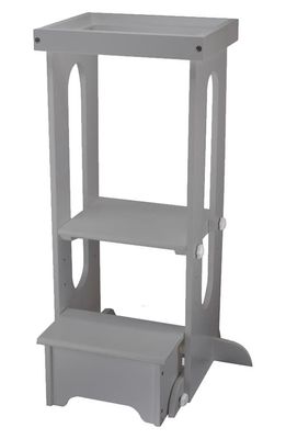 Little Partners Explore & Store Learning Tower Toddler Step Stool in Silver Drop