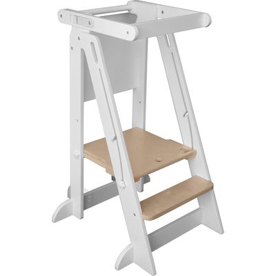 Little Partners Learn 'N Fold Learning Tower® Toddler Step Stool in Soft White W/Natural 