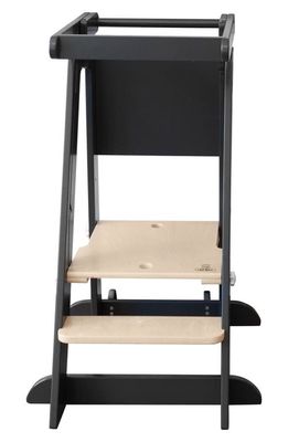 Little Partners Learn 'N Fold Learning Tower Toddler Step Stool in Charcoal W/Natural