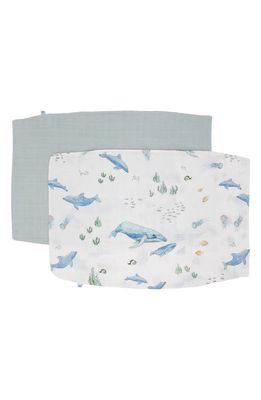little unicorn 2-Pack Cotton Muslin Pillowcase in Whales