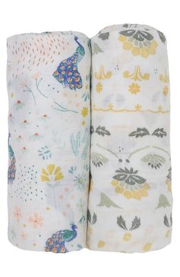 little unicorn 2-Pack Deluxe Muslin Swaddles in Peacock