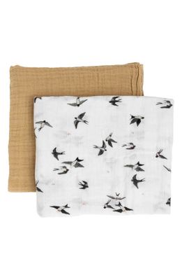 little unicorn 2-Pack Organic Cotton Muslin Swaddle Blankets in Swallows