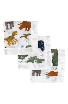 little unicorn 3-Pack Print Cotton Muslin Blankets in Dino Friends