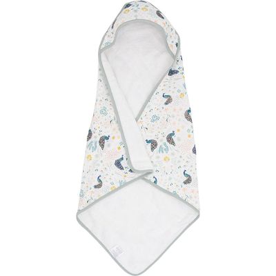 little unicorn Cotton Muslin & Terry Hooded Infant Towel in Peacock 