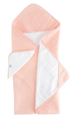 little unicorn Cotton Muslin & Terry Hooded Towel in Rose Petal