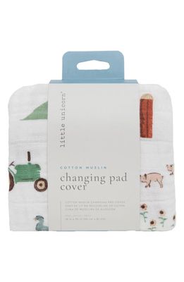little unicorn Cotton Muslin Changing Pad Cover in Farmyard
