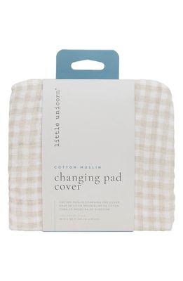 little unicorn Cotton Muslin Changing Pad Cover in Tan Gingham