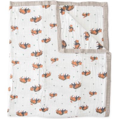 little unicorn Kids' Cotton Muslin Quilted Throw in Bison 