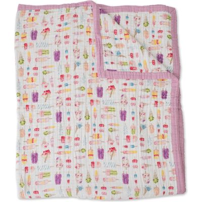 little unicorn Kids' Cotton Muslin Quilted Throw in Brain Freeze 