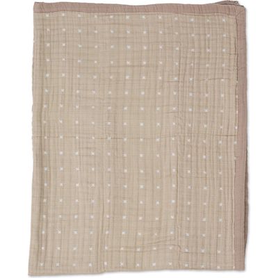 little unicorn Kids' Cotton Muslin Quilted Throw in Taupe Cross 