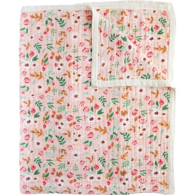 little unicorn Kids' Cotton Muslin Quilted Throw in Vintage Floral