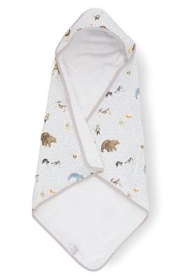 little unicorn Print Cotton Muslin & Terry Hooded Towel in Party Animals