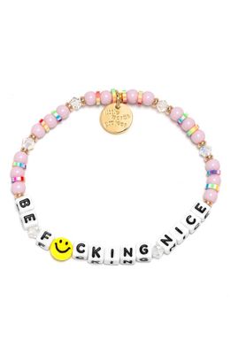 Little Words Project Be F-cking Nice Beaded Stretch Bracelet in Pink