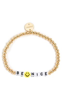 Little Words Project Be Nice Beaded Stretch Bracelet in Gold Filled