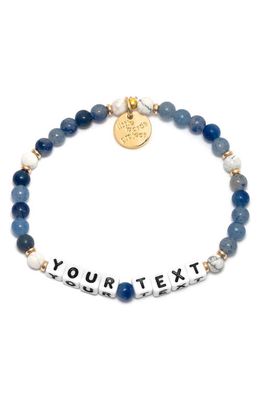 Little Words Project Bluestone Custom Beaded Stretch Bracelet in Blue White