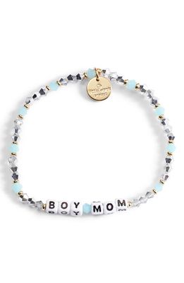 Little Words Project Boy Mom Beaded Stretch Bracelet in Blue/White