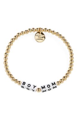 Little Words Project Boy Mom Beaded Stretch Bracelet in Gold