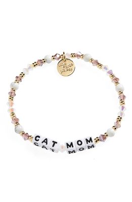 Little Words Project Cat Mom Beaded Stretch Bracelet in White Multi