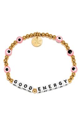 Little Words Project Good Energy Beaded Stretch Bracelet in Waterproof Gold