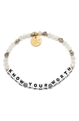 Little Words Project Know Your Worth Beaded Stretch Bracelet in White