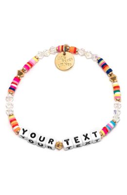 Little Words Project Rainbow Custom Beaded Stretch Bracelet in White/Rainbow Multi