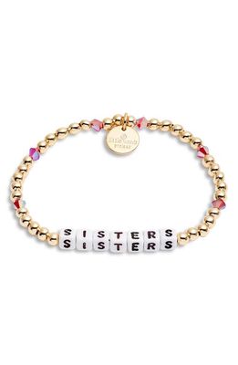 Little Words Project Sisters Beaded Stretch Bracelet in Gold/White